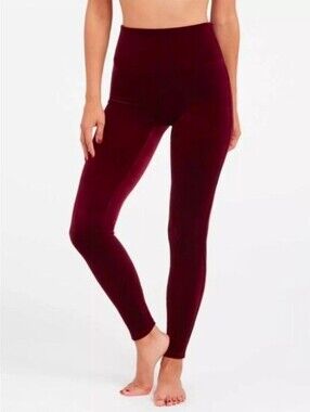 NWOT SPANX Velvet Leggings in Burgundy Size M